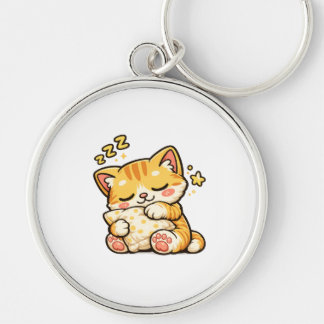 Cute Sleepy Cat Pillow Key Ring