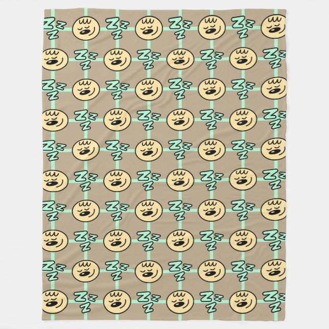 Cute Sleepy Faces and Zzz Pattern Fleece Blanket (Front)