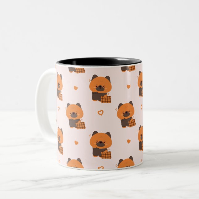Cute Sleepy German Shepherd  Two-Tone Coffee Mug (Front Left)