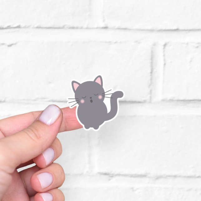 Cute Sleepy Grey Cat Sticker (Creator Uploaded)