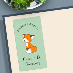 Cute Sleepy Little Fox Bookplate