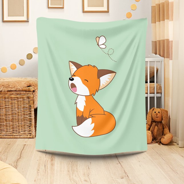 Cute Sleepy Little Fox Fleece Blanket (Creator Uploaded)