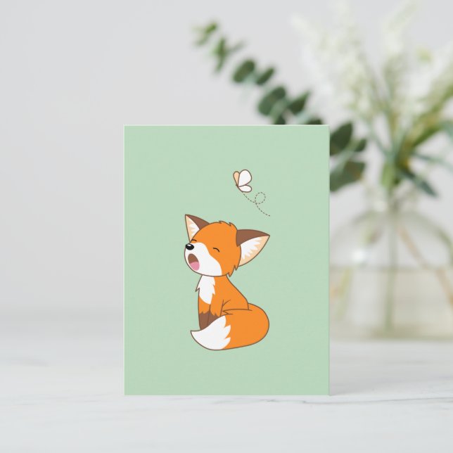 Cute Sleepy Little Fox Postcard (Standing Front)