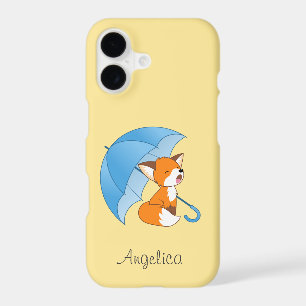 Cute Sleepy Little Fox under Umbrella