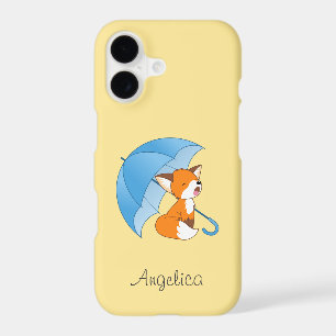 Cute Sleepy Little Fox under Umbrella