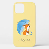 Cute Sleepy Little Fox under Umbrella