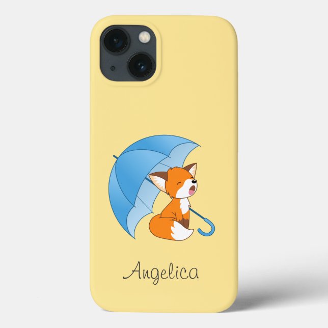 Cute Sleepy Little Fox under Umbrella Case-Mate iPhone Case (Back)