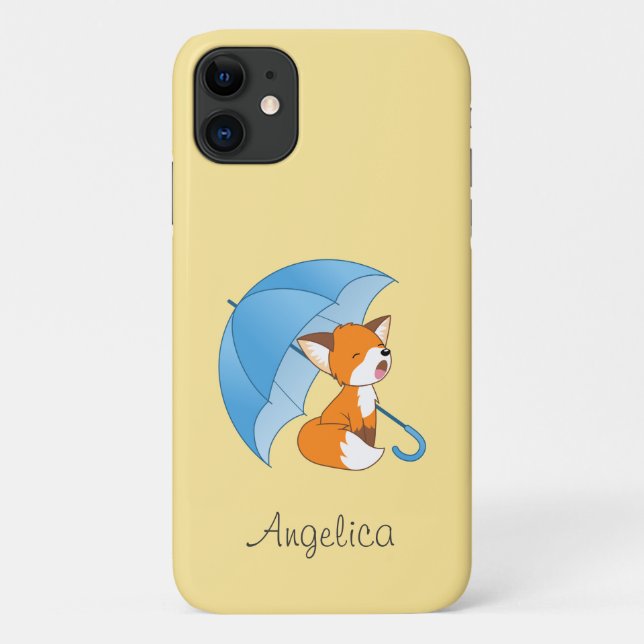 Cute Sleepy Little Fox under Umbrella Case-Mate iPhone Case (Back)