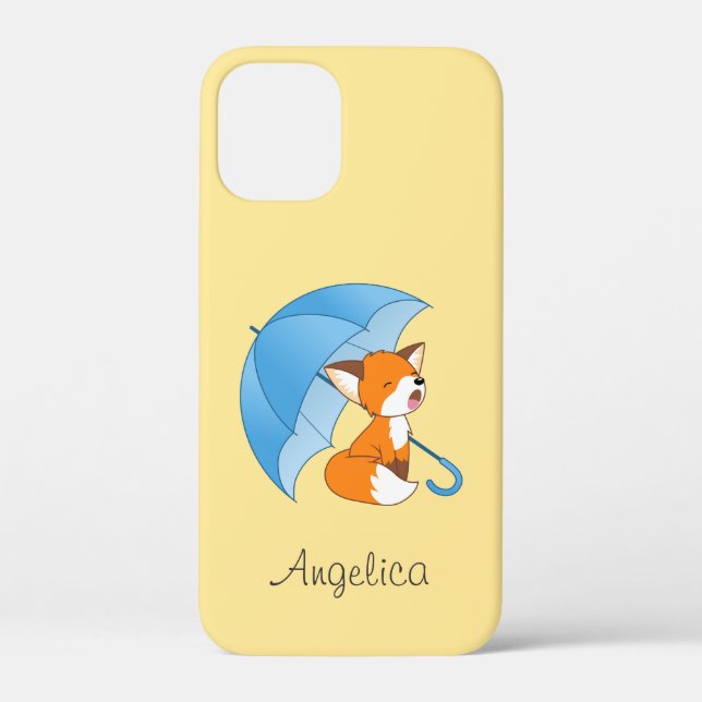 Cute Sleepy Little Fox under Umbrella Case-Mate iPhone Case (Back)