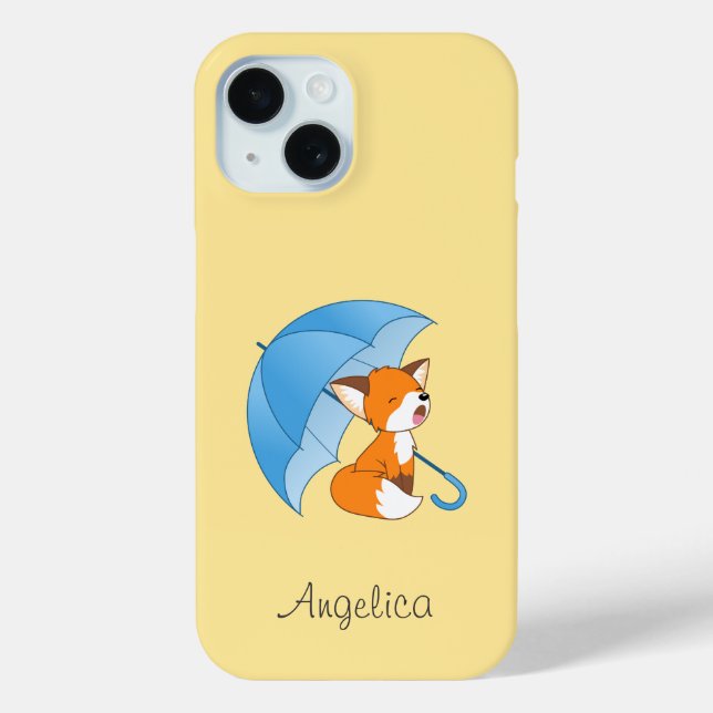 Cute Sleepy Little Fox under Umbrella Case-Mate iPhone Case (Back)