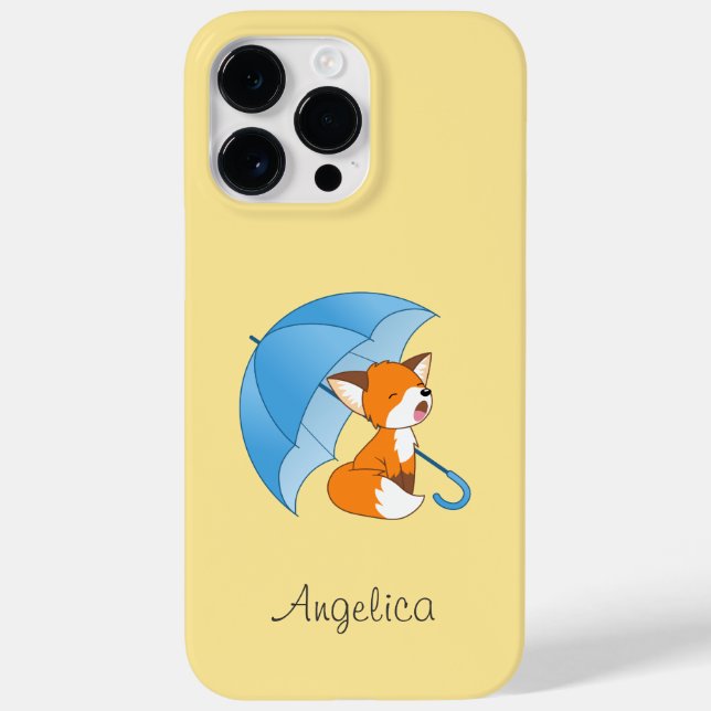 Cute Sleepy Little Fox under Umbrella Case-Mate iPhone Case (Back)