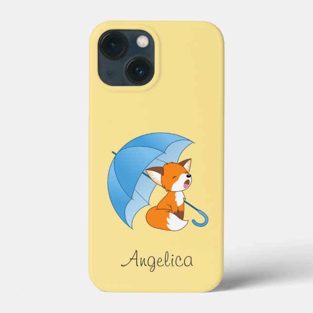 Cute Sleepy Little Fox under Umbrella Case-Mate iPhone Case (Back)