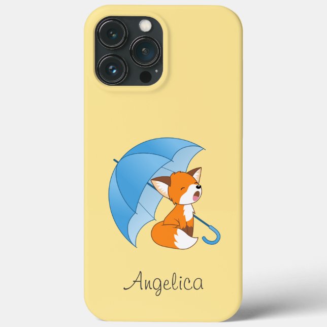 Cute Sleepy Little Fox under Umbrella Case-Mate iPhone Case (Back)