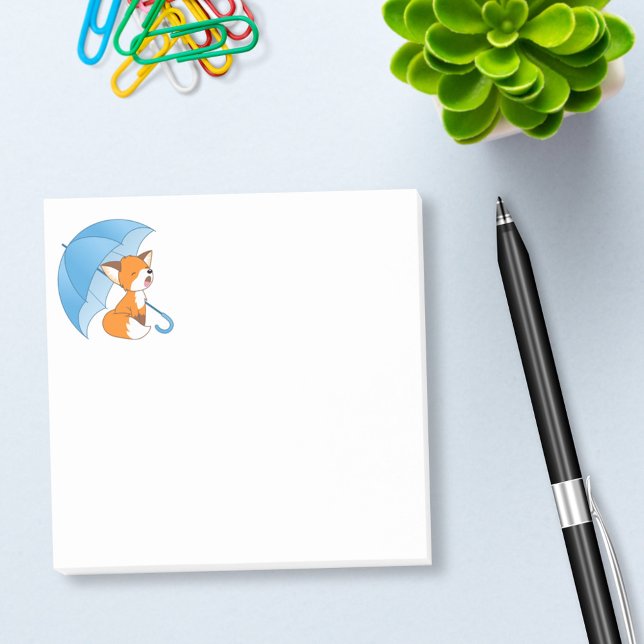 Cute Sleepy Little Fox under Umbrella Post-it Notes (Creator Uploaded)