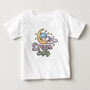 Cute Sleepy Moon Illustration with Quote Baby T-Shirt