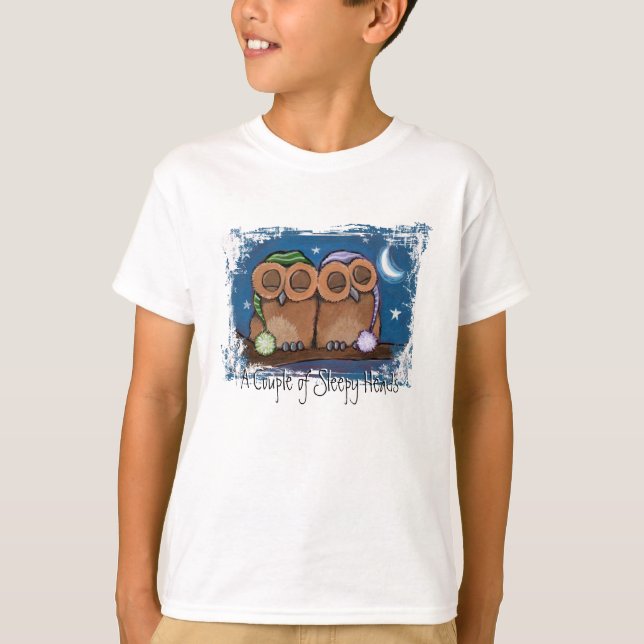 Cute Sleepy Owls T-Shirt (Front)