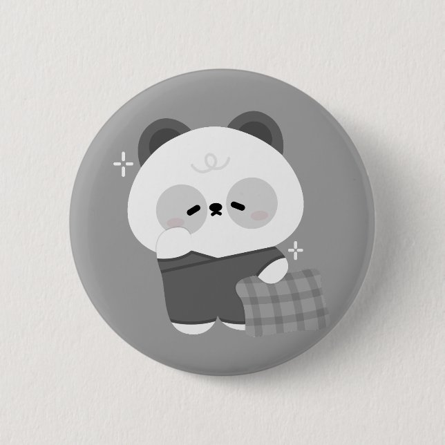 Cute Sleepy Panda 6 Cm Round Badge (Front)