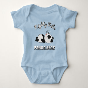 Cute Sleepy Panda Bear Blue Boy Baby Bodysuit