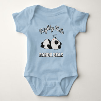 Cute Sleepy Panda Bear Blue Boy Baby Bodysuit