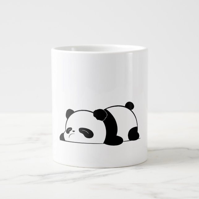 Cute Sleepy Panda Design Large Coffee Mug (Front)