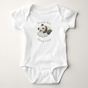 Cute Sleepy Panda on Cloud Watercolor Baby Bodysuit