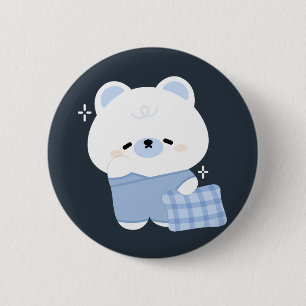 Cute Sleepy Polar Bear 6 Cm Round Badge