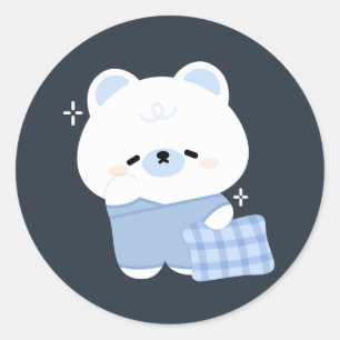 Cute Sleepy Polar Bear Classic Round Sticker