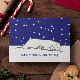 Cute Sleepy Polar Bear Late Christmas Holiday Card