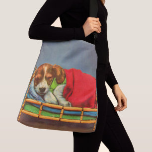 cute sleepy puppy crossbody bag