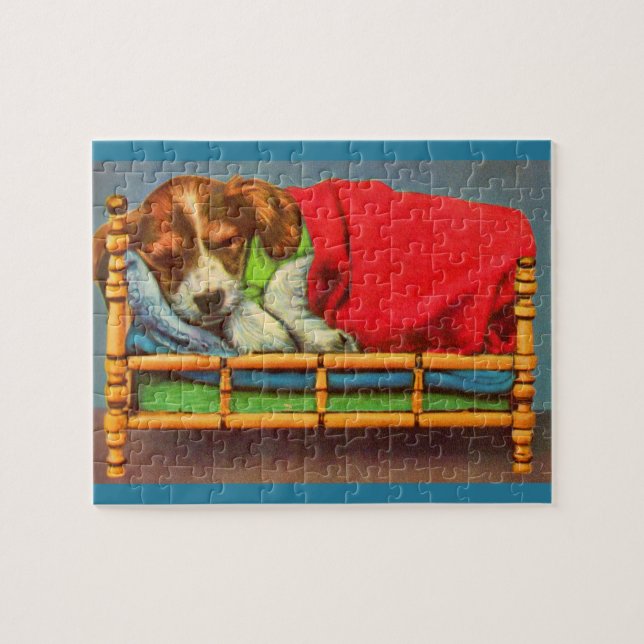 cute sleepy puppy jigsaw puzzle (Horizontal)