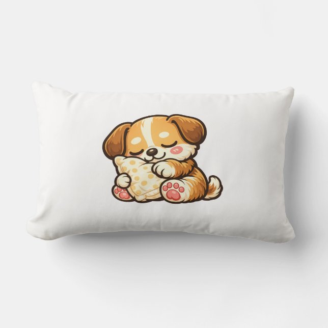 Cute Sleepy Puppy with Pillow (Front)
