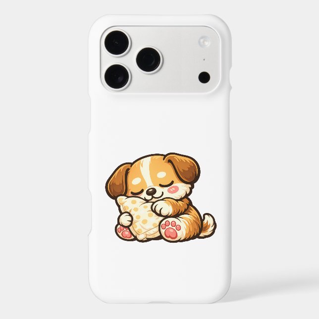 Cute Sleepy Puppy with Pillow (Back)