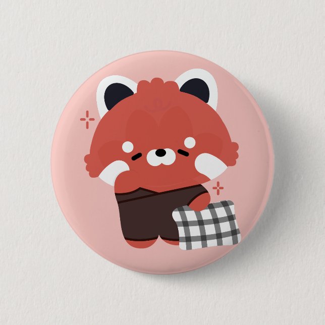 Cute Sleepy Red Panda 6 Cm Round Badge (Front)