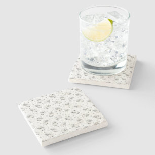 Cute Sleepy Sheep and Stars Pattern Stone Coaster