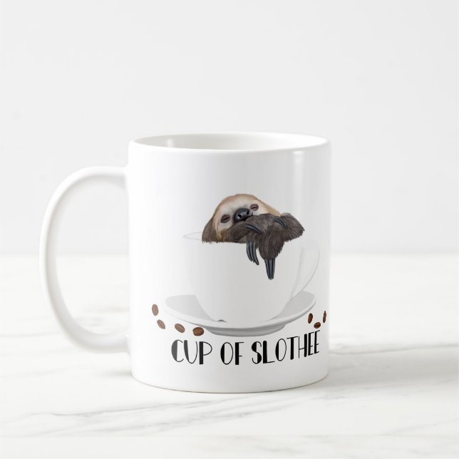 Cute Sleepy Sloth - Cup Of Slothee (Left)