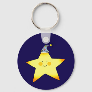 Cute Sleepy Star Cartoon Illustration Key Ring