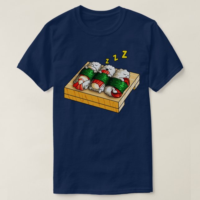 Cute Sleepy Sushi Kawaii Funny Japanese Sushi Food T-Shirt (Design Front)