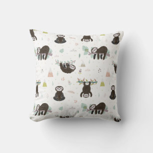 Cute Sleepy Time Sloth Pattern Throw Pillows