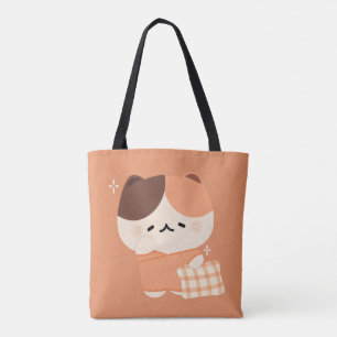 Cute Sleepy Tortie Cat Tote Bag