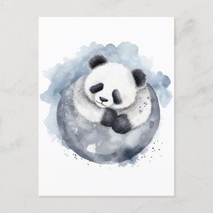 Cute Sleepy Watercolor Panda Postcard