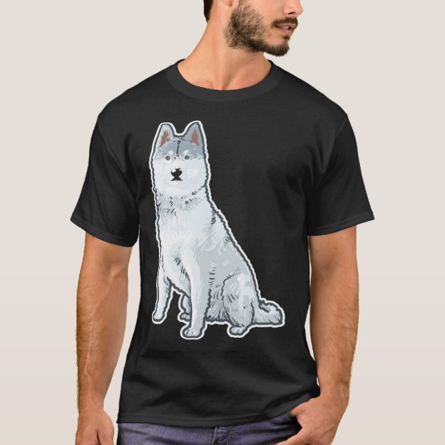 Cute Sleigh Dog Siberian Husky T-Shirt (Front)
