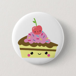 Cute Slice of Kawaii Ice Cream Cake 6 Cm Round Badge