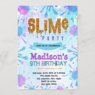 Cute slime birthday invitation