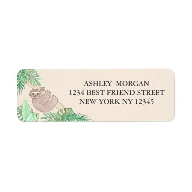 Cute Sloth Address Return Address Label (Front)