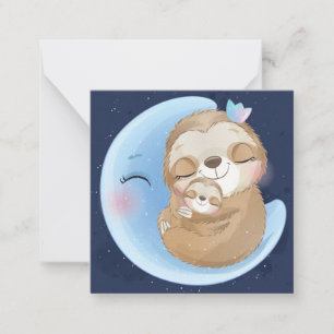 Cute Sloth And Baby Card
