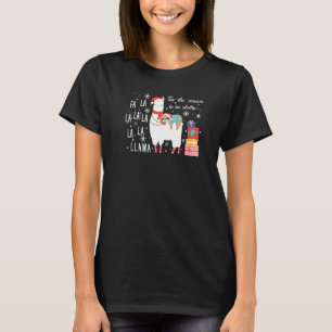 Cute Sloth And Llama Santa Hat Christmas Men Wome T-Shirt