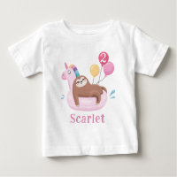 Cute Sloth and Unicorn Birthday T-Shirt