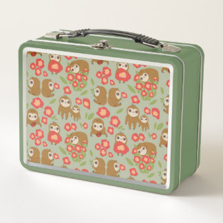 Cute sloth animal metal lunch box