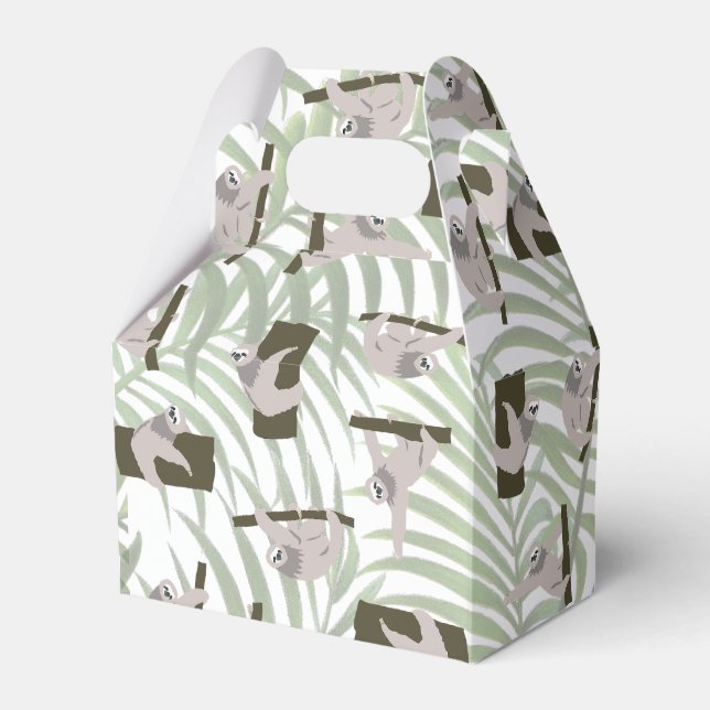 Cute Sloth Animal Pattern in Wild Forest Favour Box (Front Side)