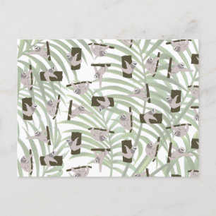 Cute Sloth Animal Pattern in Wild Forest Holiday Postcard